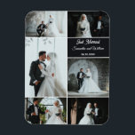 Imán Collage de solo casada con 6 Bodas fotográficos<br><div class="desc">Celebra tus recuerdos bodas con este imán de collage de fotos personalizado. Con seis marcadores de foto y texto editable para nombres, fechas y la frase "Acabo de casar", este elegante diseño hace un conservador significativo o favor de la boda. Personalizar en minutos: - Reemplace con 6 de sus fotos...</div>