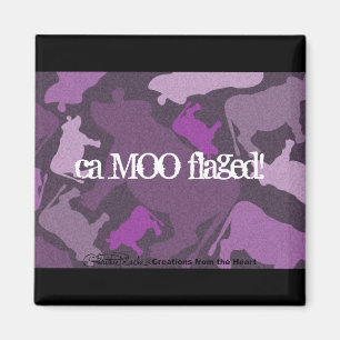 Imán Collage de vaca CaMOOflage en morado