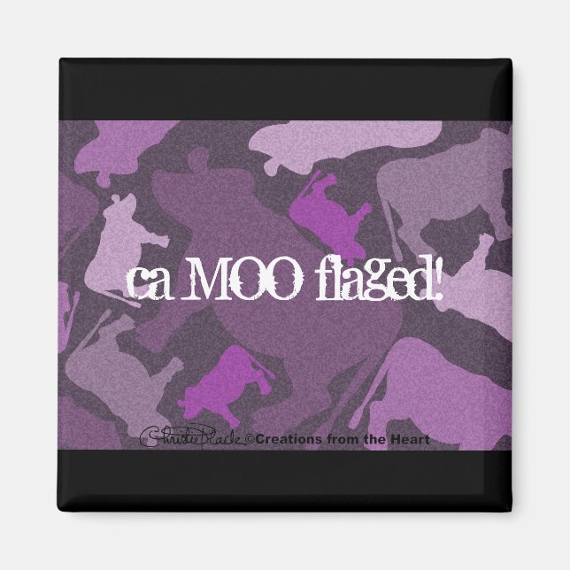 Imán Collage de vaca CaMOOflage en morado (Frente)