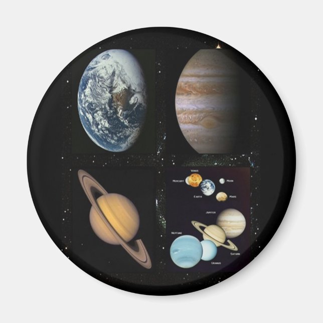 Imán Collage del sistema solar planetario (Frente)