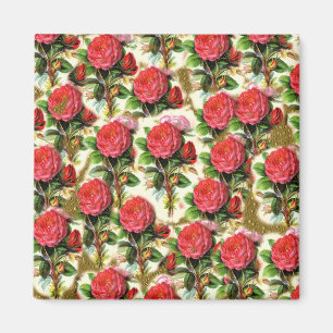 Imán Collage elegante bonito del papel pintado del rosa