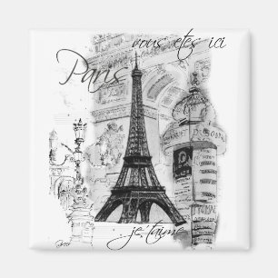 Imán Collage francés de la Torre Eiffel de París