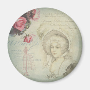 Imán Collage francés de señora Pink Roses Dress Form