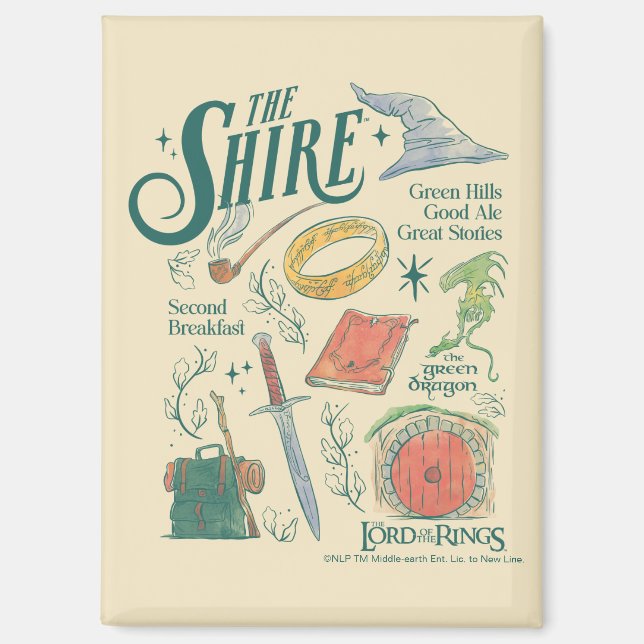 Imán Collage Gráfico de Acuarela THE SHIRE™ (Anverso)
