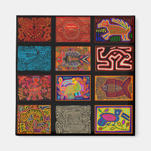 Imán Collage indio de Kuna Mola