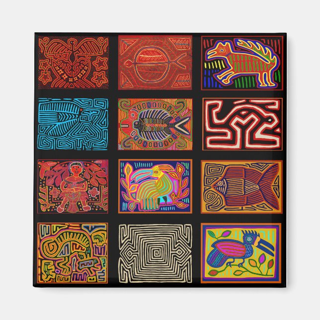 Imán Collage indio de Kuna Mola (Frente)