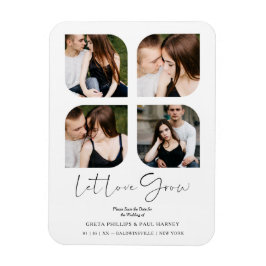 Imán Collage negro de Moda moderna de 4 fotos Boda