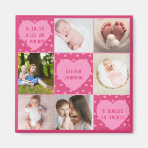 Imán Collage personalizado de 6 fotos de bebé recién na