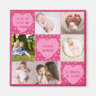 Imán Collage personalizado de 6 fotos de bebé recién na