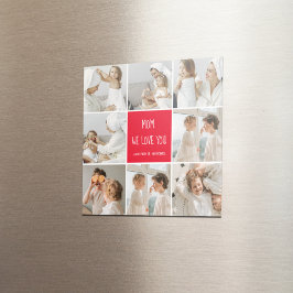 Imán Collage Photo Mom Red Te Ama Mejor Regalo De Madre