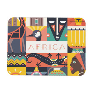 Imán Collage simbólico africano del arte