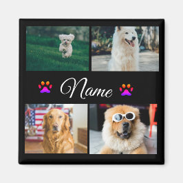 Imán Collage simple de fotos con nombres de animales co