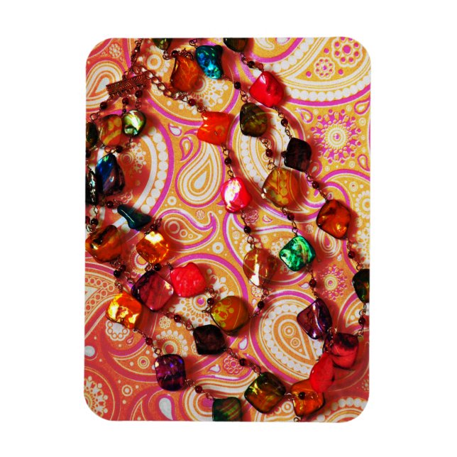 Imán Collar bohemio Gemstone Paisley Photo Magnet (Vertical)