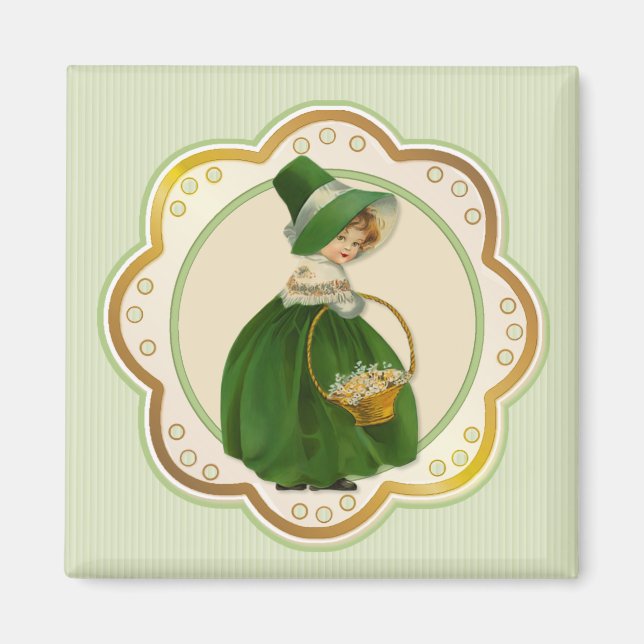 Imán Colleen irlandés y cesta (Frente)