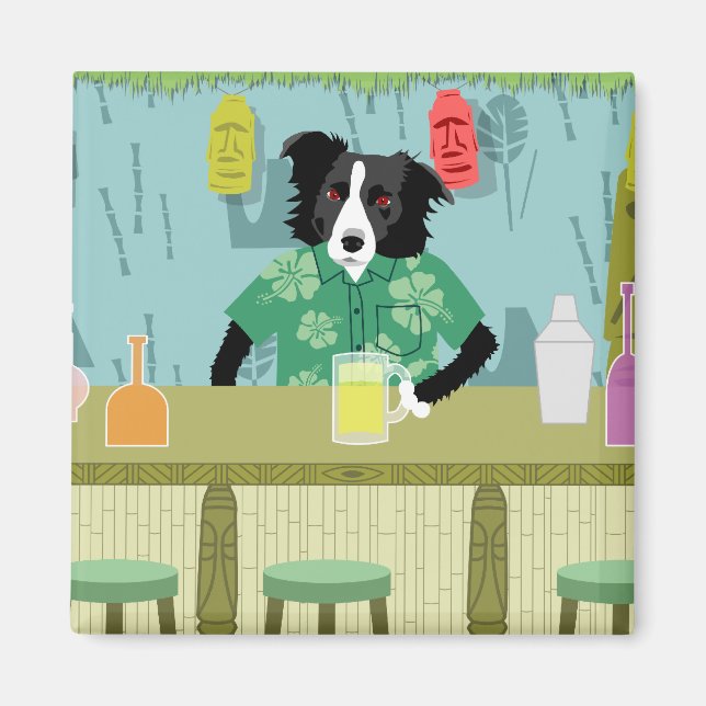 Imán Collie Bamboo Tiki Bar (Frente)