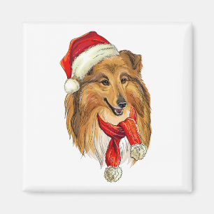 Imán Collie de Navidad perro