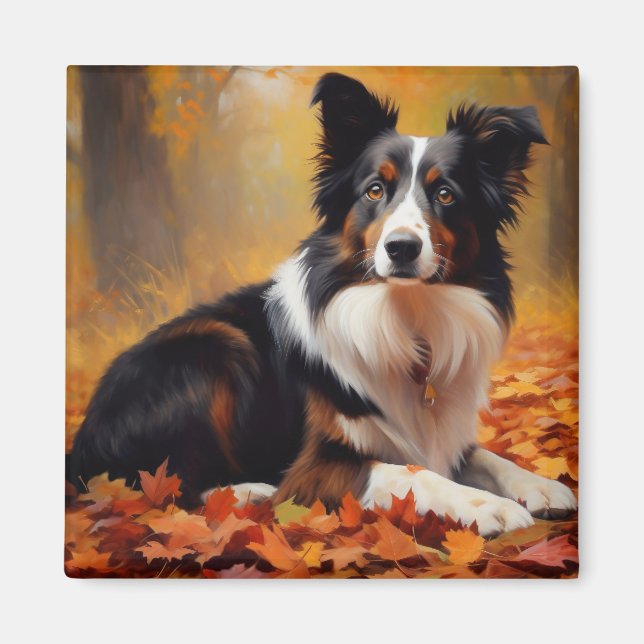 Imán Collie fronteriza en otoño e inspira la caída (Frente)