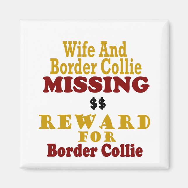 Imán Collie fronteriza y esposa perdidas recompensas po (Frente)