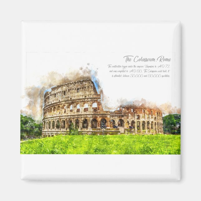 Imán Colluseum Rome Watercolor (Frente)