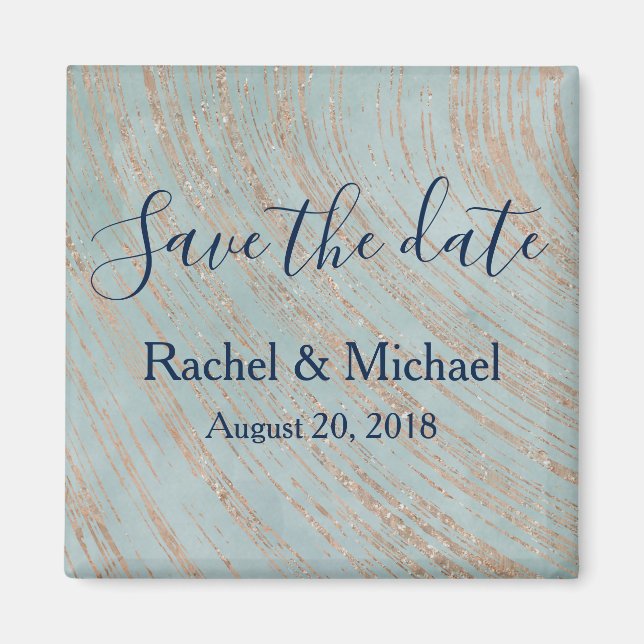 Imán Color azul y cobre de la moda (Frente)