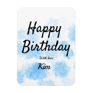 Imán Color de agua azul simple cumpleaños añadir tu nom