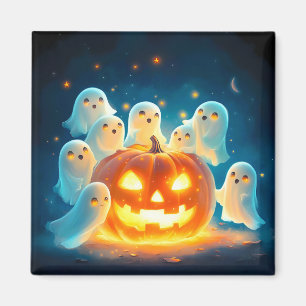 Imán Color de agua del Fiesta del fantasma de calabaza