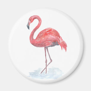 Imán Color de agua rosa Flamingo.