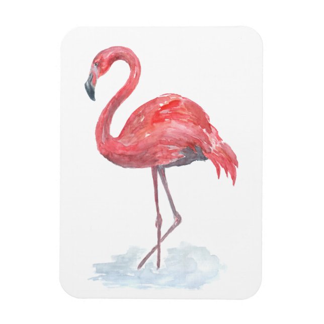 Imán Color de agua rosa Flamingo. (Vertical)