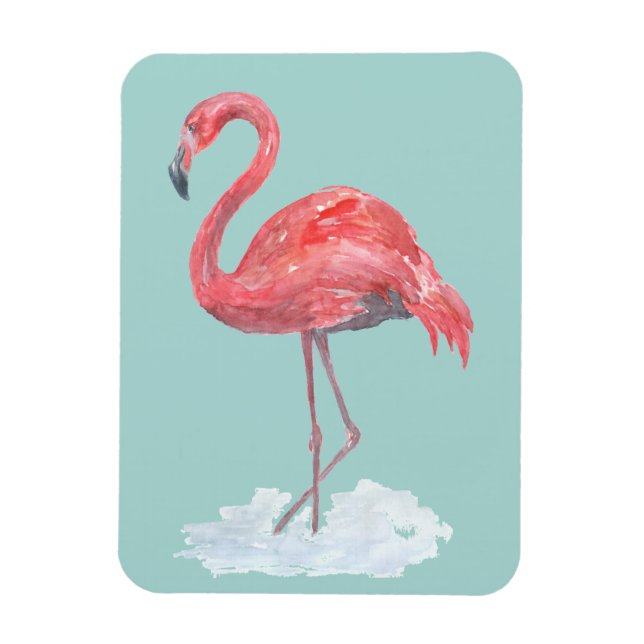 Imán Color de agua rosa Flamingo. (Vertical)