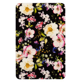 Imán Color de agua rosa Rozas amarillas fondo negro