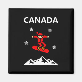 Imán Color del snowboard rojo volando en Canadá