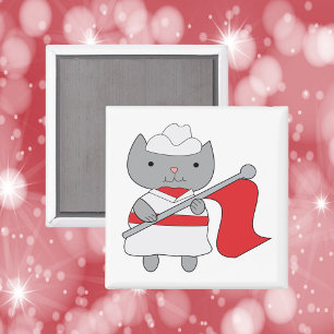 Imán Color Guard Cat Rojo Blanco