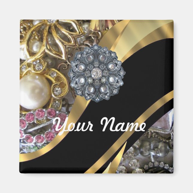 Imán Color negro y oro (Frente)