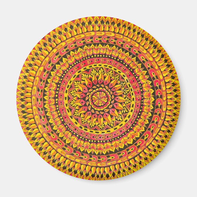 Imán Color Orange Mandala Original Art  (Frente)
