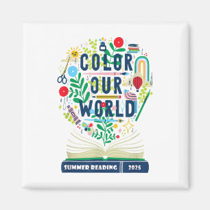 Imán Color Our World Summer Reading 2025 Boho Wildflowe