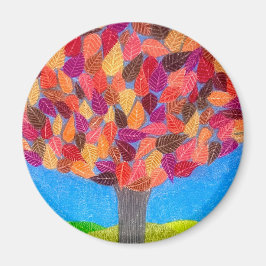 Imán Color Pencil Tree with Leaves Drawing 