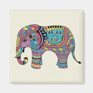 Imán Color vibrante Mandala Elefante