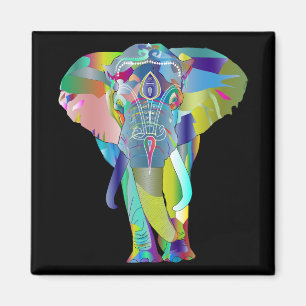 Imán Color vibrante Mandala Elefante