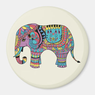 Imán Color vibrante Mandala Elephant Magnet