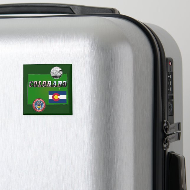 Imán Colorado Picture Text, Flag, Seal, Quarter, Map (In Situ (Equipaje))