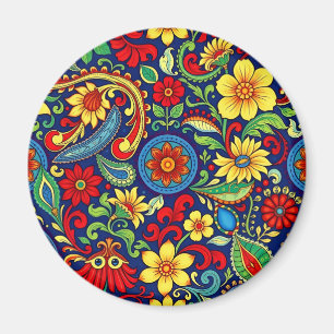 Imán Colores arcoiris Flores Diseño Paisley