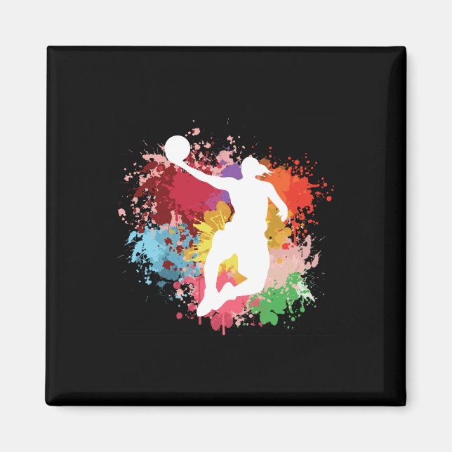Imán Colores de agua del baloncesto (Frente)