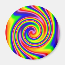Imán Colores de arcoíris retro hippie en espiral de enf