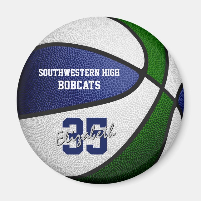 Imán colores de equipo verde azul chicas baloncesto mas (Frente)