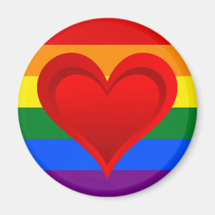 Imán COLORES DE LA BANDERA DE RAINBOW y corazón rojo + 
