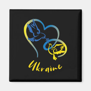 Imán Colores de la bandera de Ucrania palomas y corazon