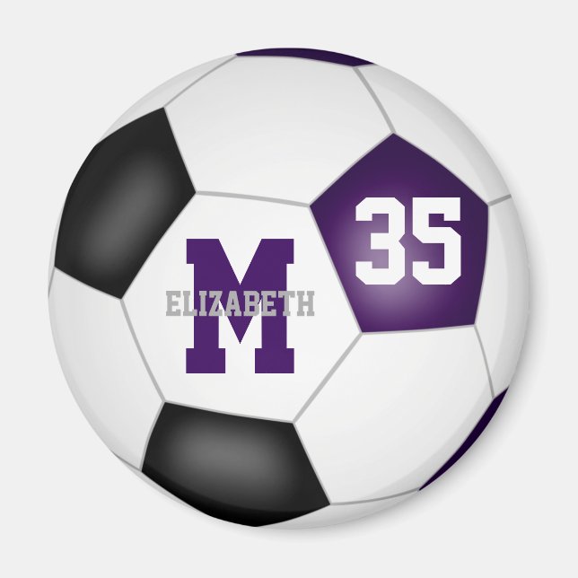 Imán colores del equipo de fútbol negro morado (Frente)