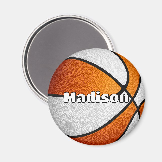 Imán colores del equipo de naranja de baloncesto mascul (Anverso/Reverso)