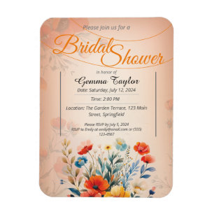Imán Colores naranja y pastel con diseño de flores pint