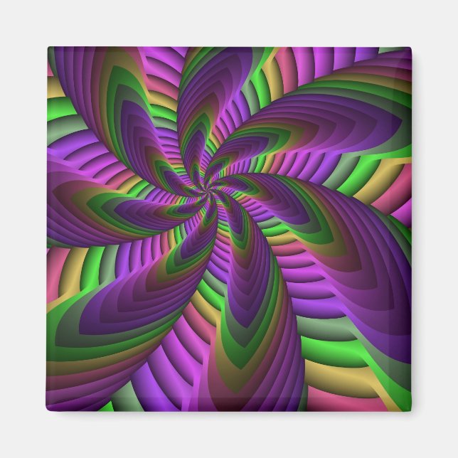 Imán Colores Neon Flash Crazy Colorous Patrón Fractal (Frente)
